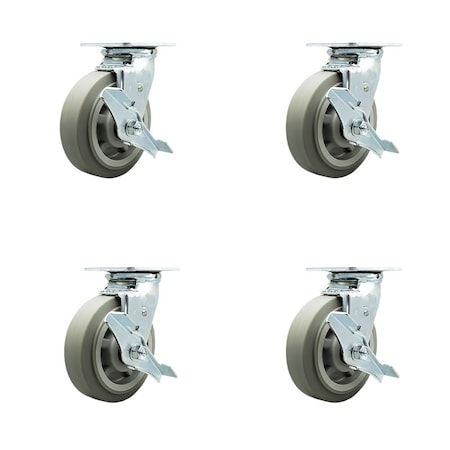Service Caster Tool Box Caster Wheel Set 6'' Thermoplastic Rubber Swivel Casters, 4PK TOOL-SCC-30CS620-TPRRF-TLB-4